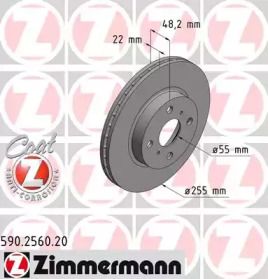 Вентилируемый тормозной диск Otto Zimmermann 590.2560.20.