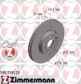 Перфорований гальмівний диск Otto Zimmermann 590.2581.20.