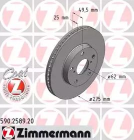 Вентилируемый тормозной диск Otto Zimmermann 590.2589.20.