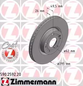 Вентилируемый тормозной диск Otto Zimmermann 590.2592.20.