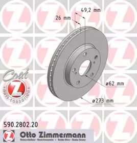 Вентилируемый тормозной диск Otto Zimmermann 590.2802.20.