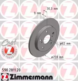 Гальмівний диск на Тайота Ауріс  Otto Zimmermann 590.2811.20.