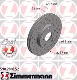 Вентилируемый тормозной диск с перфорацией Otto Zimmermann 590.2818.52.