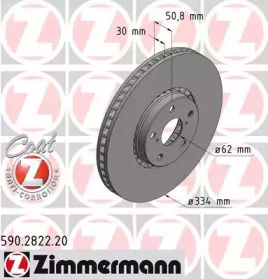 Перфорированный тормозной диск на Лексус РС  Otto Zimmermann 590.2822.20.