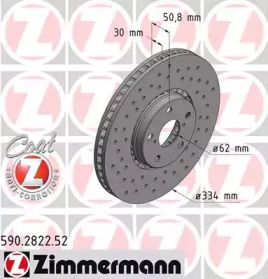 Перфорированный тормозной диск на Лексус Ис  Otto Zimmermann 590.2822.52.
