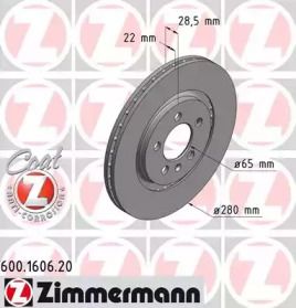 Перфорированный тормозной диск Otto Zimmermann 600.1606.20.