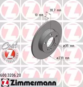 Гальмівний диск на Volkswagen Passat B3, B4 Otto Zimmermann 600.3206.20.