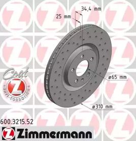 Вентилируемый тормозной диск с перфорацией Otto Zimmermann 600.3215.52.