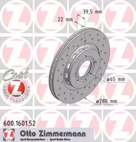 Перфорированный тормозной диск на Seat Cordoba  Otto Zimmermann 600.1601.52.