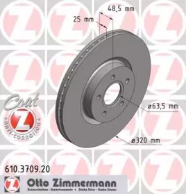 Вентилируемый тормозной диск Otto Zimmermann 610.3709.20.