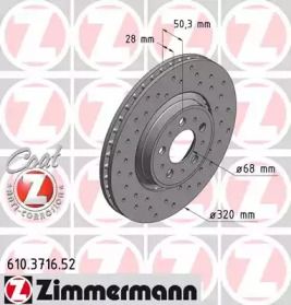 Перфорированный тормозной диск Otto Zimmermann 610.3716.52.