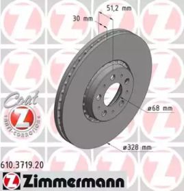 Перфорированный тормозной диск на Вольво ХС90  Otto Zimmermann 610.3719.20.