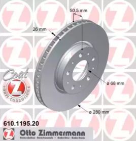 Вентилируемый тормозной диск Otto Zimmermann 610.1195.20.