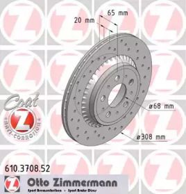 Перфорированный тормозной диск на Вольво ХС90  Otto Zimmermann 610.3708.52.