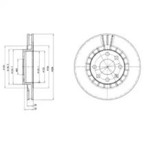 Вентильований гальмівний диск на Опель Аскона  Delphi BG2443.