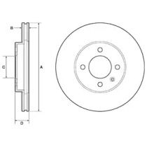Вентильований гальмівний диск на Фольксваген Лупо  Delphi BG2455.