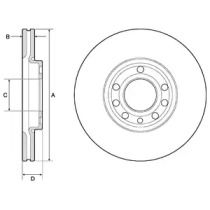 Вентилируемый тормозной диск на Фиат Крома  Delphi BG3713C.