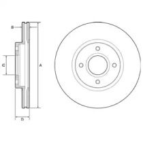 Вентилируемый тормозной диск на Форд Транзит Курьер  Delphi BG4569.