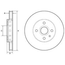 Вентильований гальмівний диск на Фольксваген Ап  Delphi BG4647C.