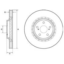 Вентилируемый тормозной диск на Тайота Рав4  Delphi BG4691C.