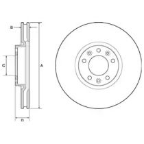 Вентилируемый тормозной диск на Пежо 308  Delphi BG4696C.