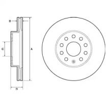 Вентилируемый тормозной диск на Шкода Октавия А7  Delphi BG4701C.