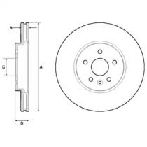 Вентильований гальмівний диск на Опель Мокка  Delphi BG4710C.