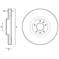 Вентилируемый тормозной диск на Пежо 308  Delphi BG4716C.