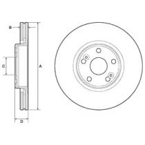 Вентильований гальмівний диск на Рено Сценік 1 Delphi BG4746C.