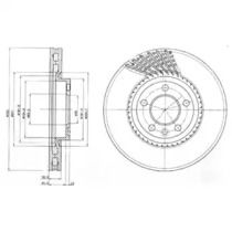 Вентильований гальмівний диск на Фольксваген Мультівен  Delphi BG9892.