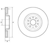 Вентилируемый тормозной диск на Фольксваген Пассат Б6 Delphi BG9952.