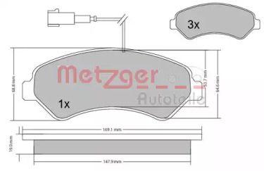 Переднї гальмівні колодки на Peugeot Boxer  Metzger 1170248.