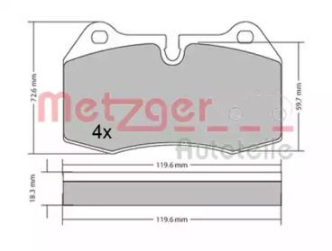 Переднї гальмівні колодки на BMW E38 Metzger 1170577.