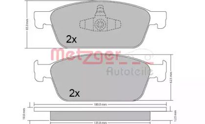 Передние тормозные колодки на Ford Focus 3 Metzger 1170689.