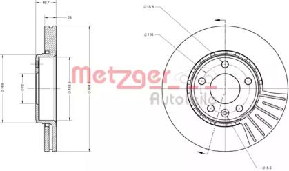 Вентилируемый тормозной диск Metzger 6110112.