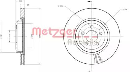 Вентилируемый тормозной диск Metzger 6110127.