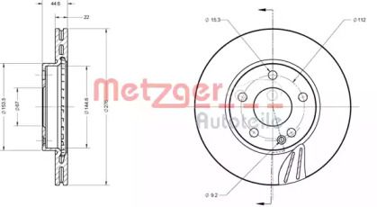 Вентильований гальмівний диск на Mercedes-Benz A170 Metzger 6110141.