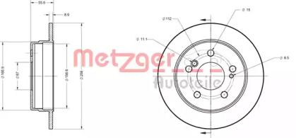 Гальмівний диск на Мерседес E220 Metzger 6110150.