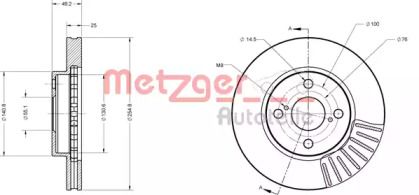 Вентилируемый тормозной диск Metzger 6110167.