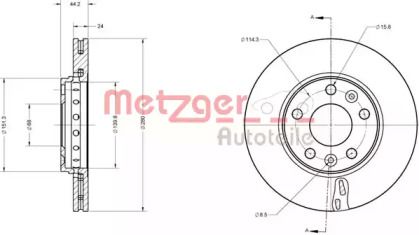 Вентильований гальмівний диск Metzger 6110206.