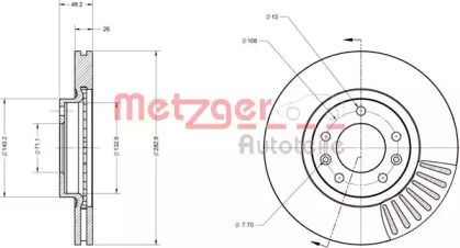 Вентилируемый тормозной диск Metzger 6110230.