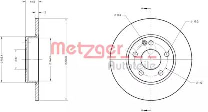 Тормозной диск Metzger 6110445.