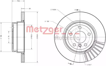 Вентильований гальмівний диск Metzger 6110589.