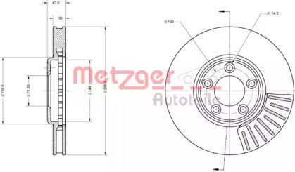 Вентилируемый тормозной диск Metzger 6110642.