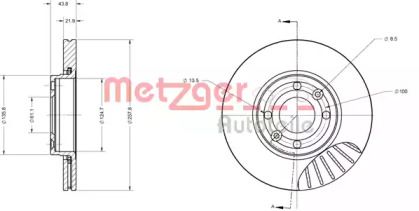 Вентилируемый тормозной диск Metzger 6110681.