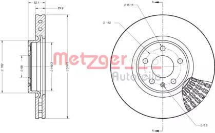 Вентильований гальмівний диск Metzger 6110716.