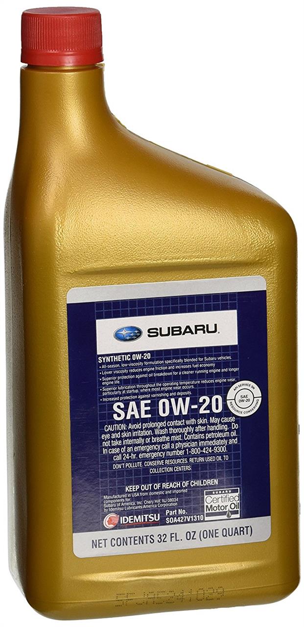 Моторное масло SYNTHETIC OIL 0W-20 0.946 л на Ситроен С3  Subaru SOA427V1310.