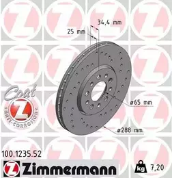 Перфорированный тормозной диск Otto Zimmermann 100.1235.52 фотография 7.