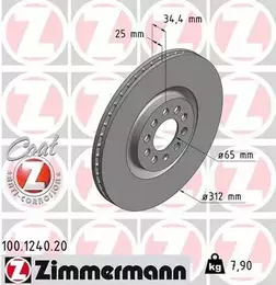 Вентилируемый тормозной диск Otto Zimmermann 100.1240.20 фотография 7.