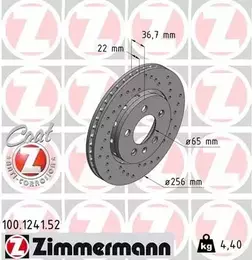 Перфорований гальмівний диск Otto Zimmermann 100.1241.52 фотографія 7.